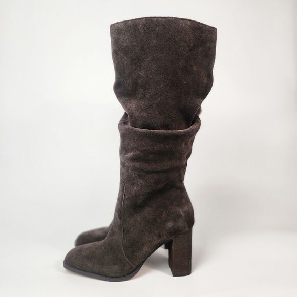 Boho Suede Boots 6.5 Cottagecore Southwestern Quite‎ Luxury Feminine Square Toe - Picture 1 of 8